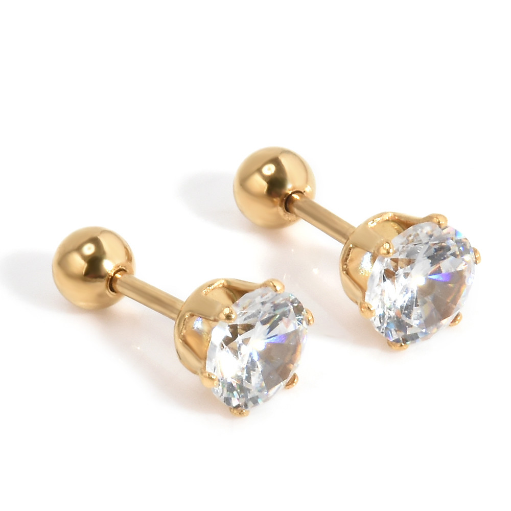 3 Colors High quality titanium steel Zircon Stud Earrings Piercing Stud Earrings for women Elegant Jewelry Fashio