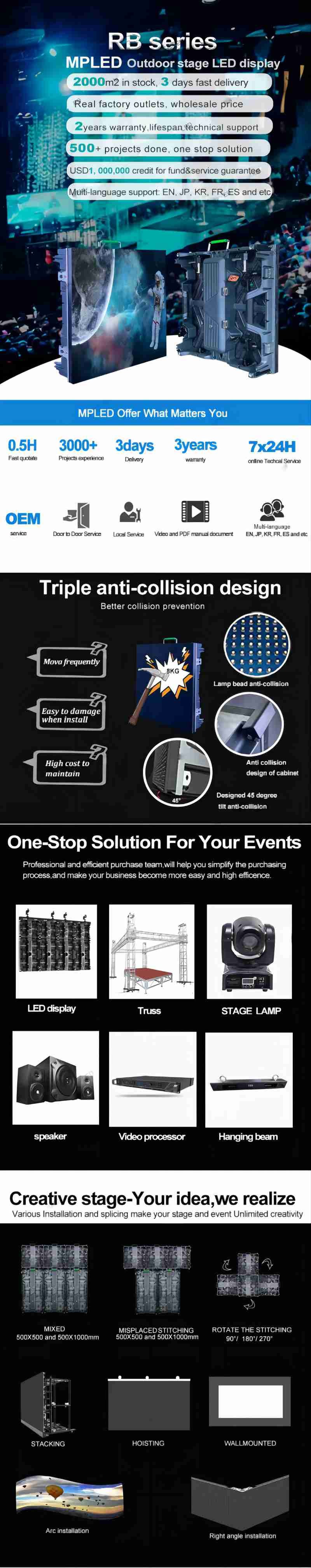 P2.97 P3.91 P4.81 Stage Video Wall , Indoor Outdoor Rental Led Display