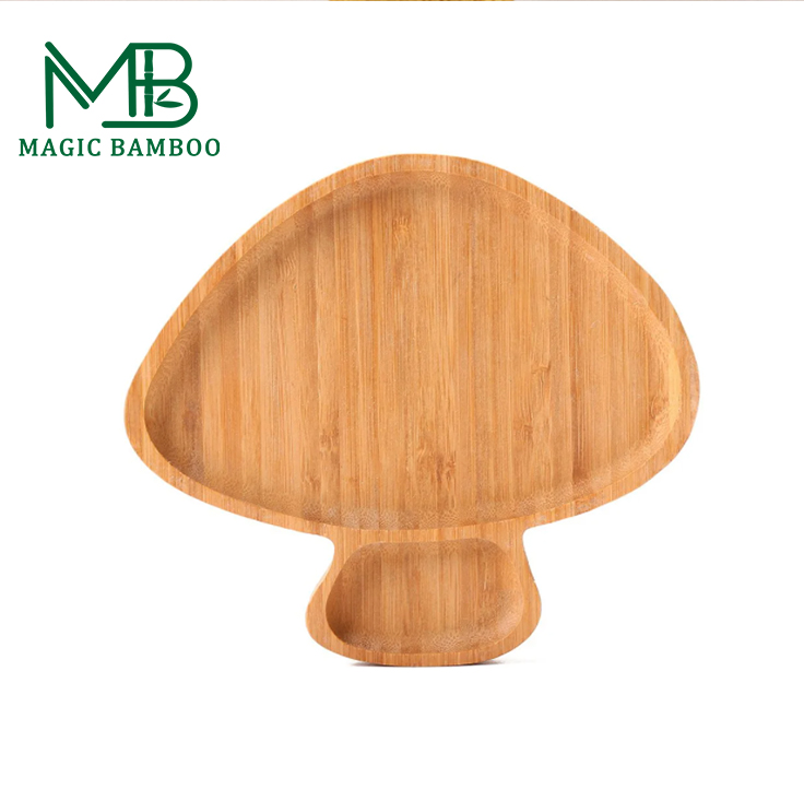 Baby Children Mushroom Shape Bamboo Serving Trays with Dinner Plate in Modern Style