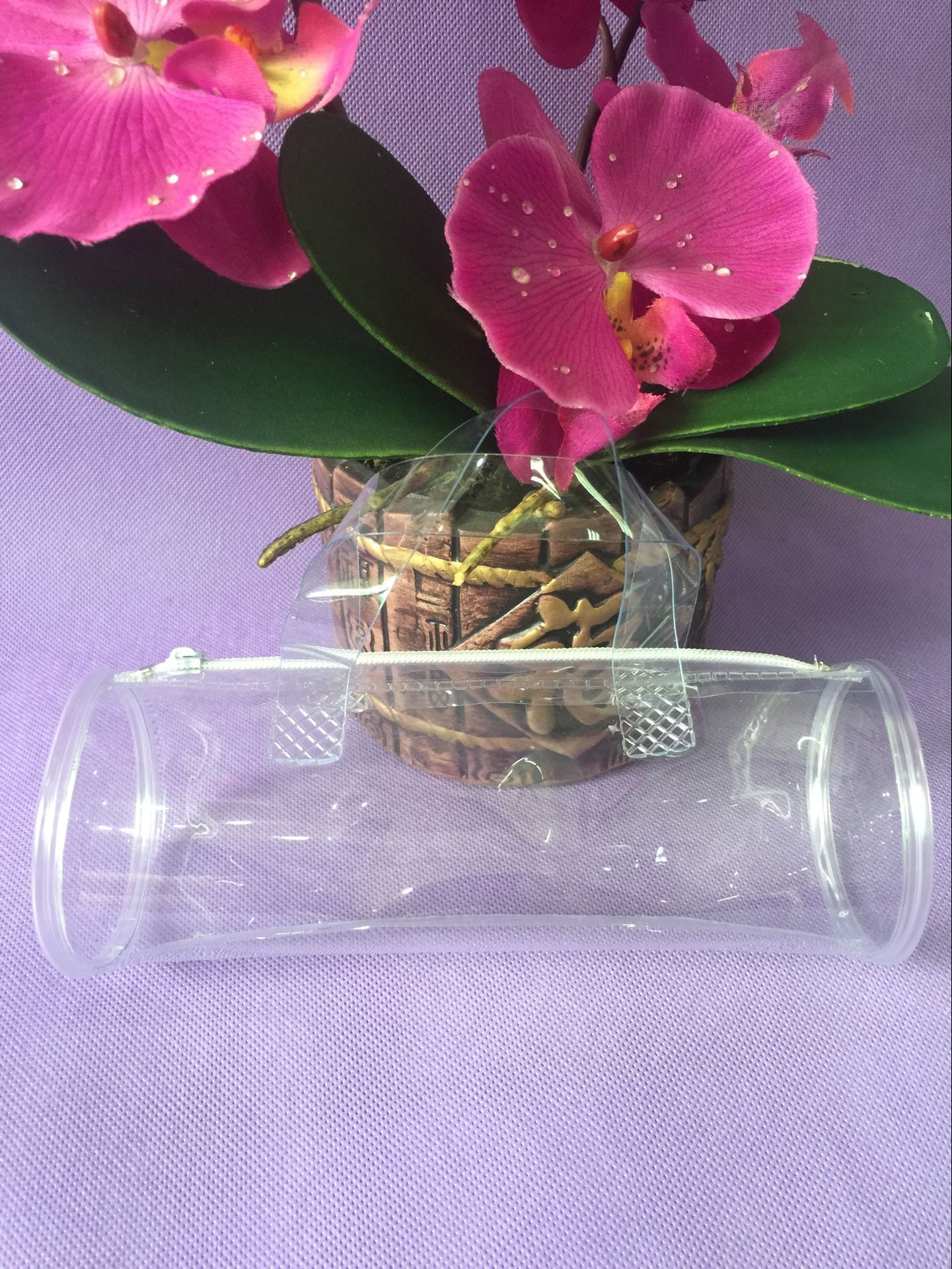 Clear Handle PVC Packing Bag , Plastic Toy Round PVC Gift Bags