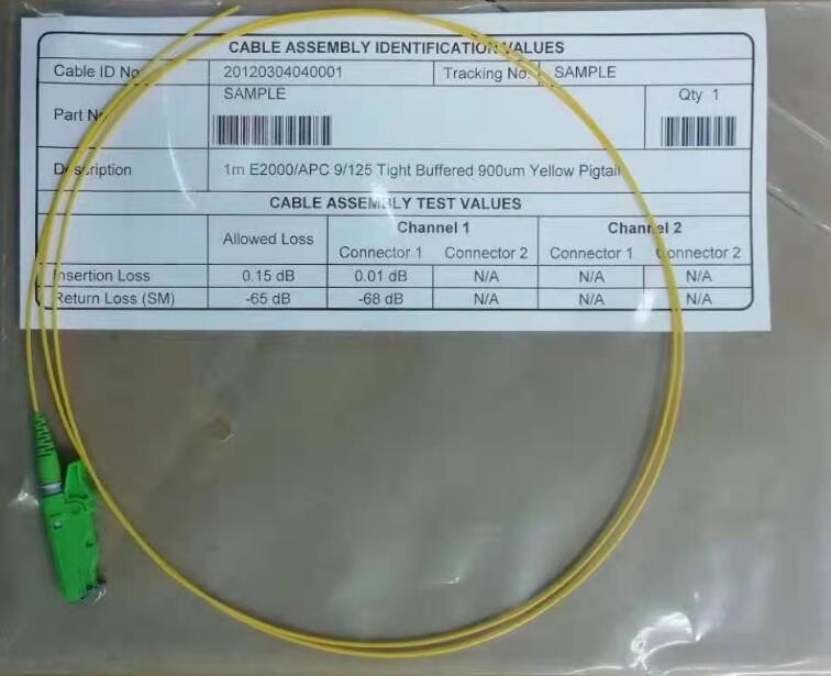 1310nm Fiber Optic Pigtail Cables , simplex E2000 APC Pigtails
