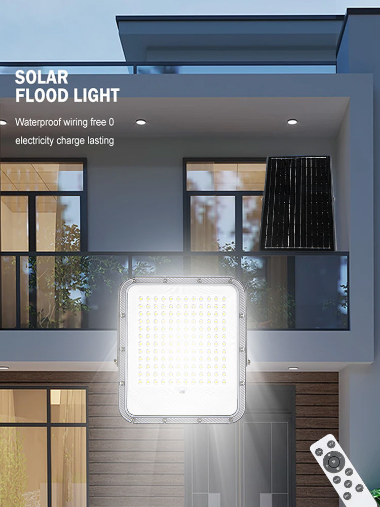 KCD Aluminum Dusk To Dawn White Deamable Brightest Solar Flood Lamp Garden Solar Flood Lights IP67 100w Motion Sensor