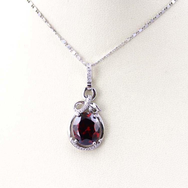 Sterling Silver Oval Pink Zircon Pendant and 925 Silver Chain Necklace (PSJ0268)