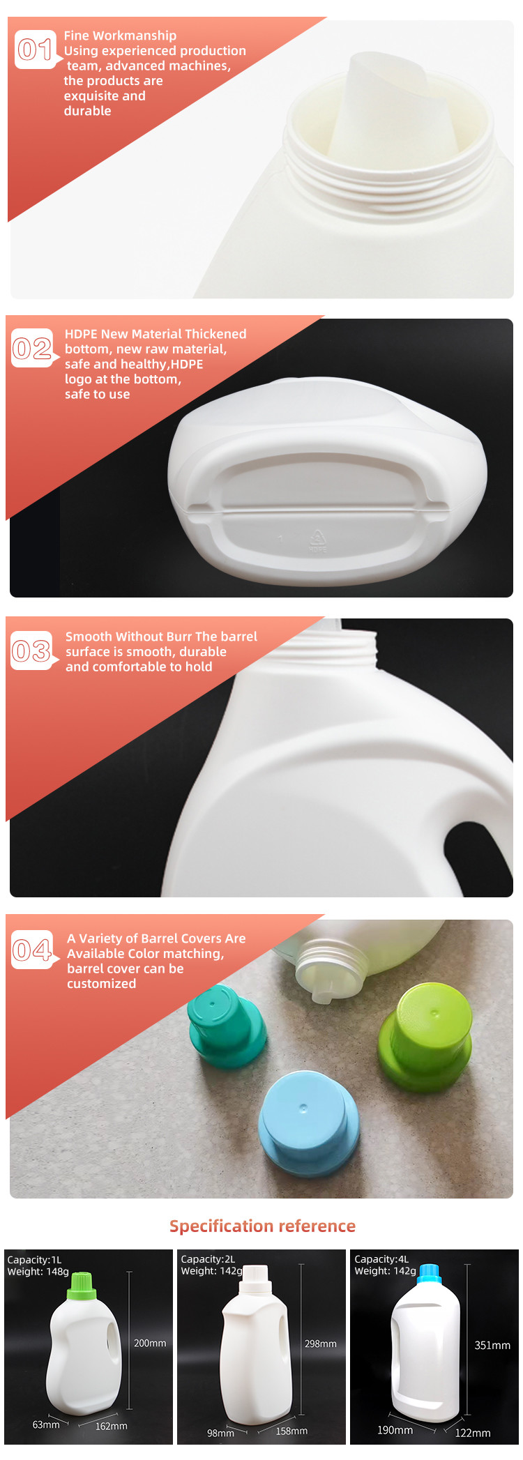 Recyclable Laundry Detergent Bottle Screw Cap Type Leak Proof