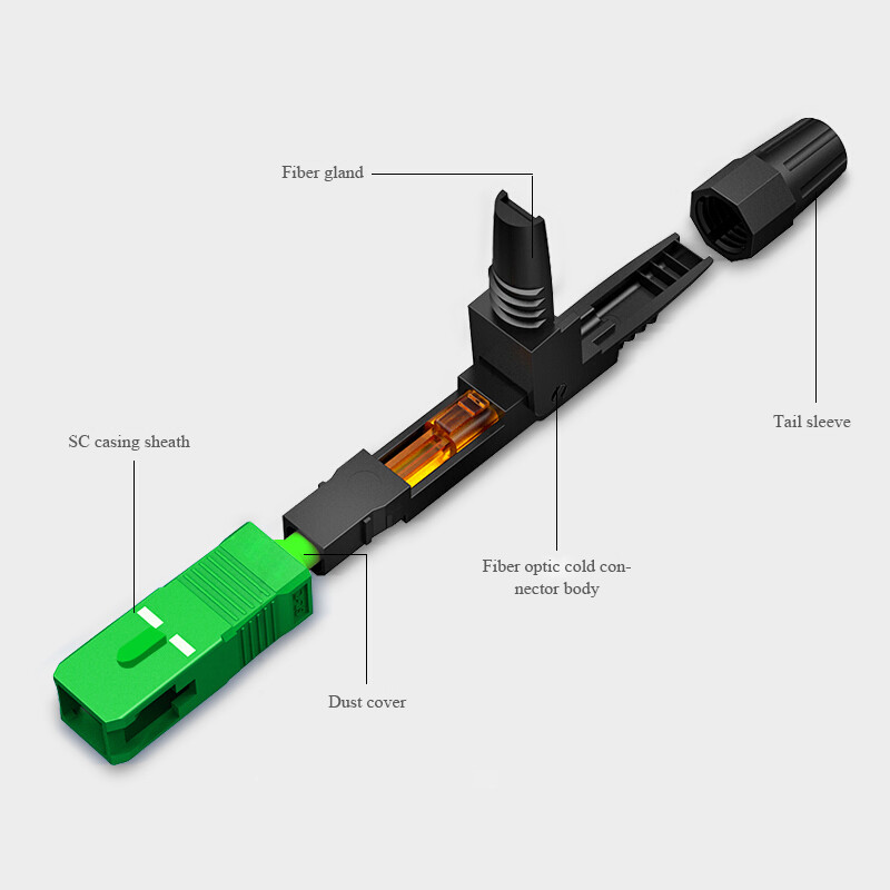 Drop Cable Telecom SC / UPC SC / APC Fiber Optic Fast Connector