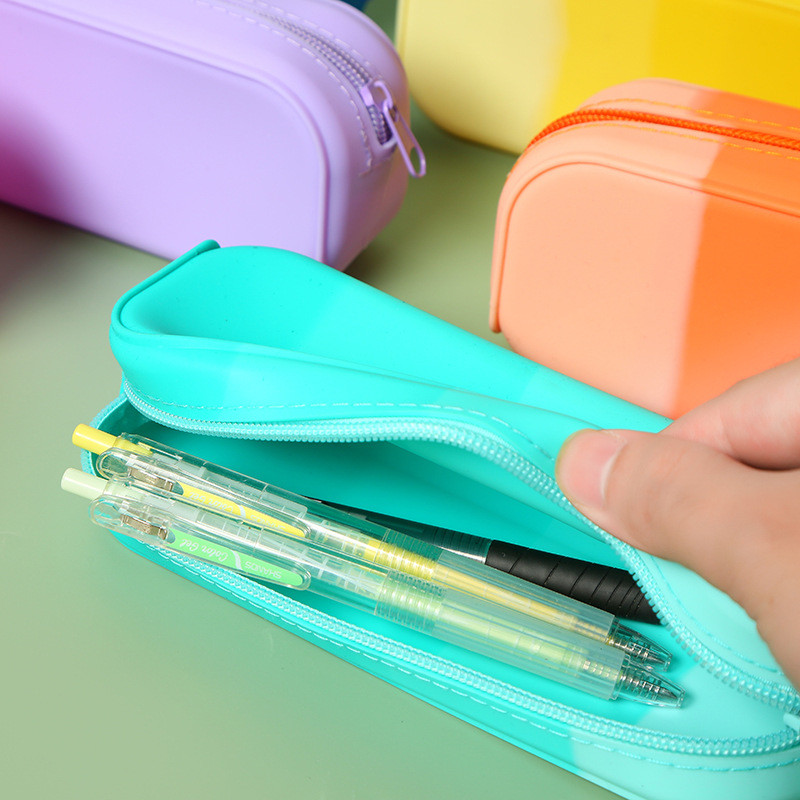 Zipper Silicone Pencil Holder BPA Free Great Durability for School Supplies Office College Teen Girls Adults