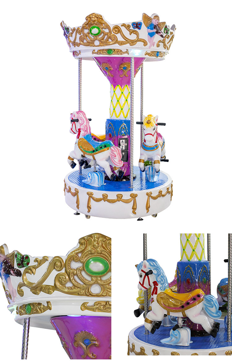 Merry Go Round Mini Small Horse carousel 3 players horse kiddie rides carousel Coin Operated Arcade game machine