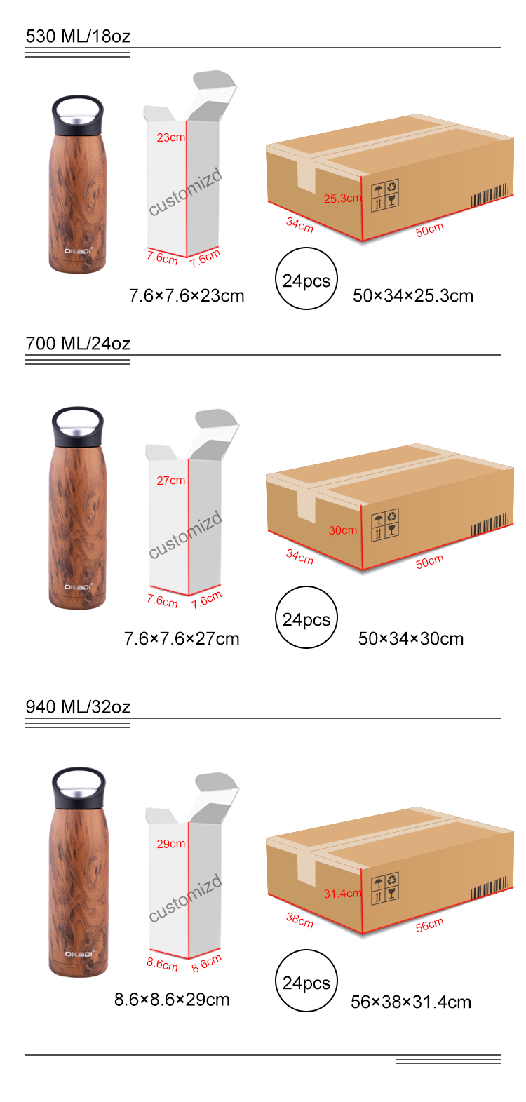ODM Custom Logo And Color Thermal Drink Bottle Double Wall Vacuum Insulated Stainless Steel Water Bott 750ML