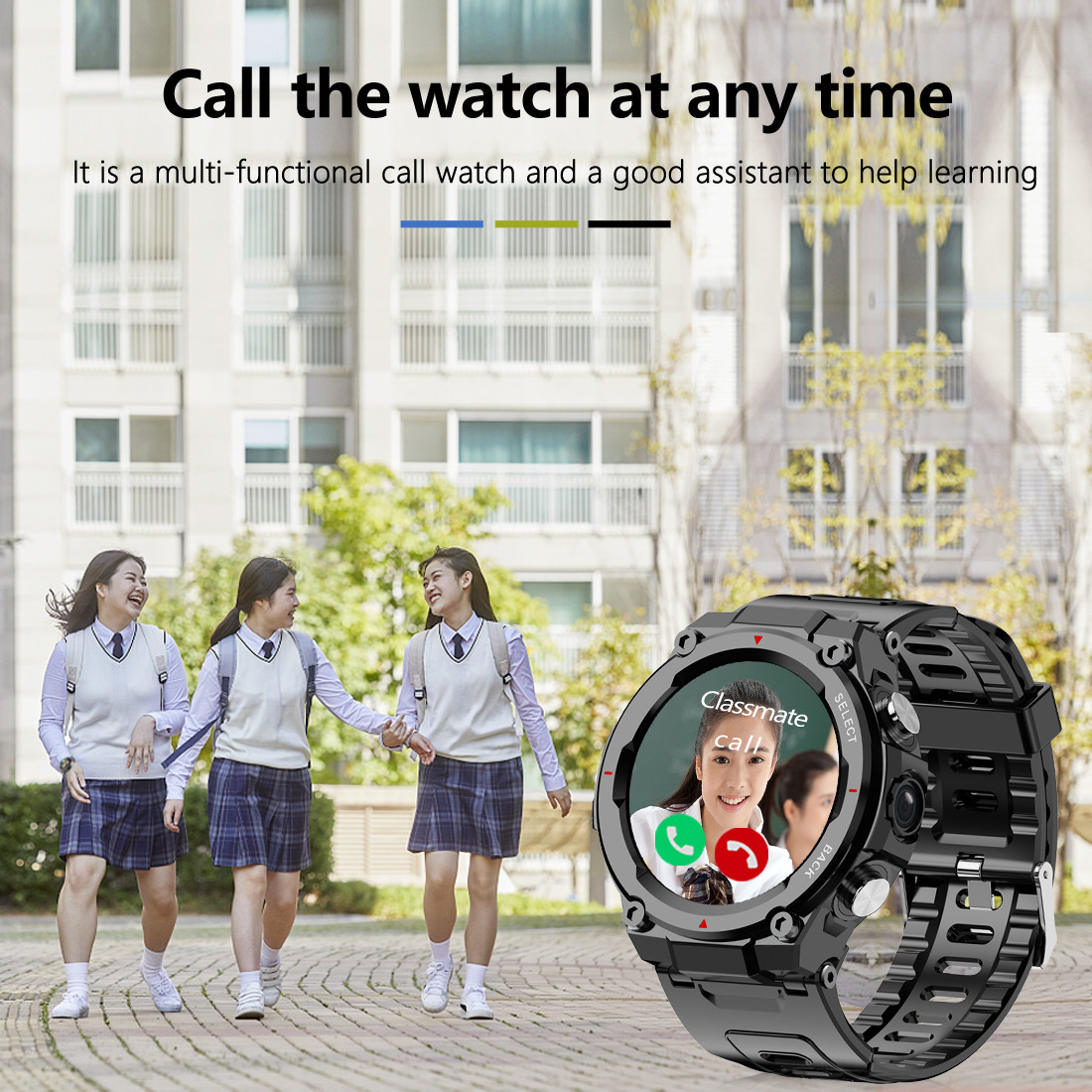 4G 1.28" Rugged Screen IP68 Sport Smart Band Watch Dustproof Fallproof