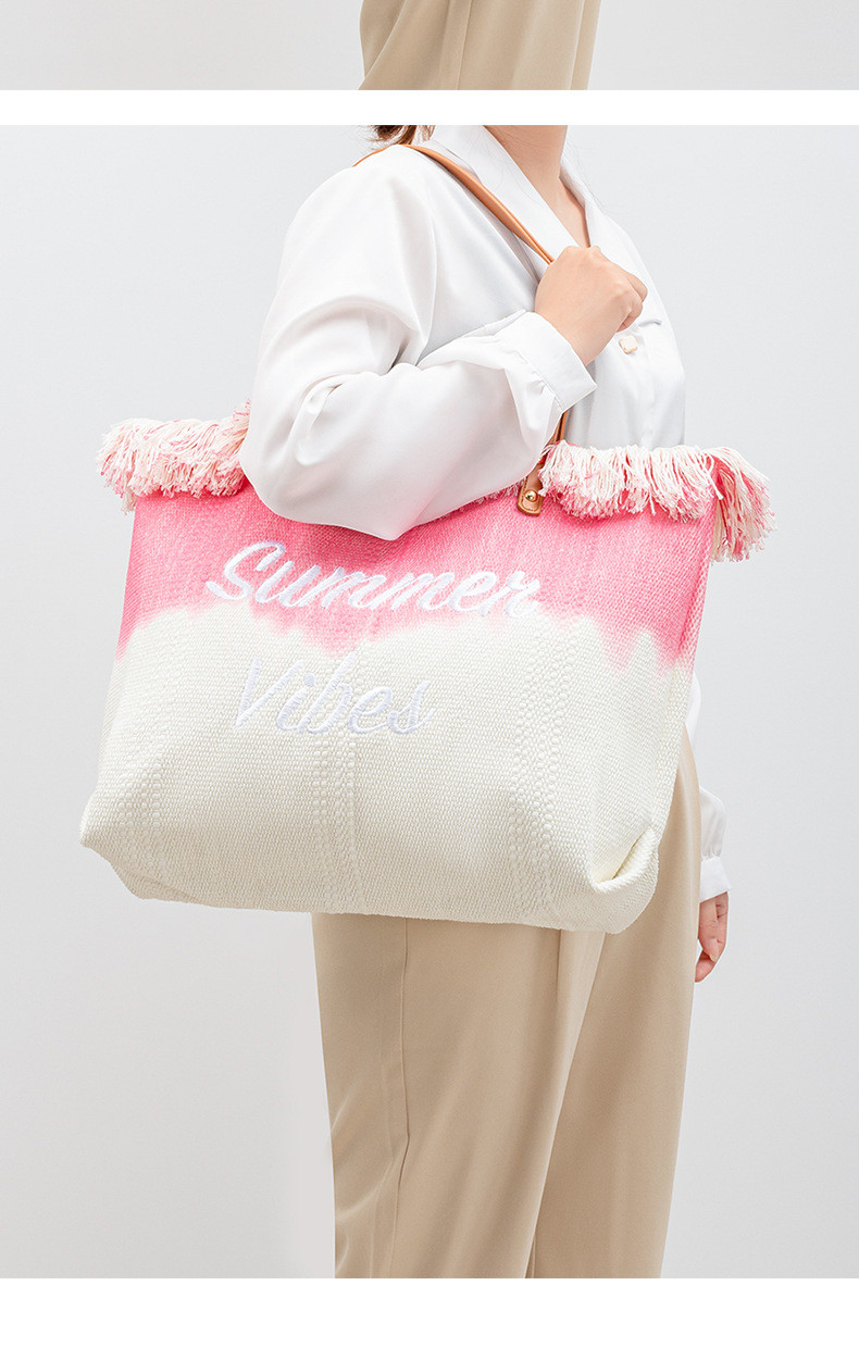 EMBROIDERED TOTE TASSEL DESIGN CANVAS BAG BRAIDED ALPHABET CANVAS UNDERARM NEW SHOULDER SUMMER HIGH CAPACITY WOMEN'S BAG
