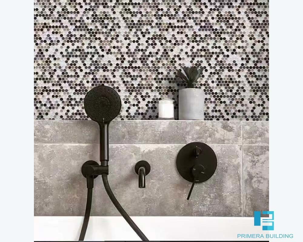 Button Shaped Decorative Wall Porcelain Tiles Mixed Color 6mm Thickness