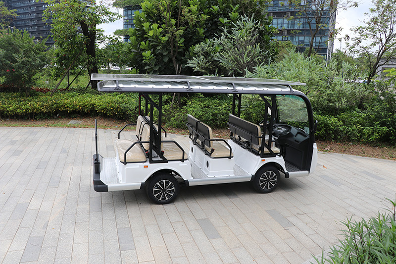 11 Seater Electric Sightseeing Bus With Solar Panel 7.5KW Lithium Battery