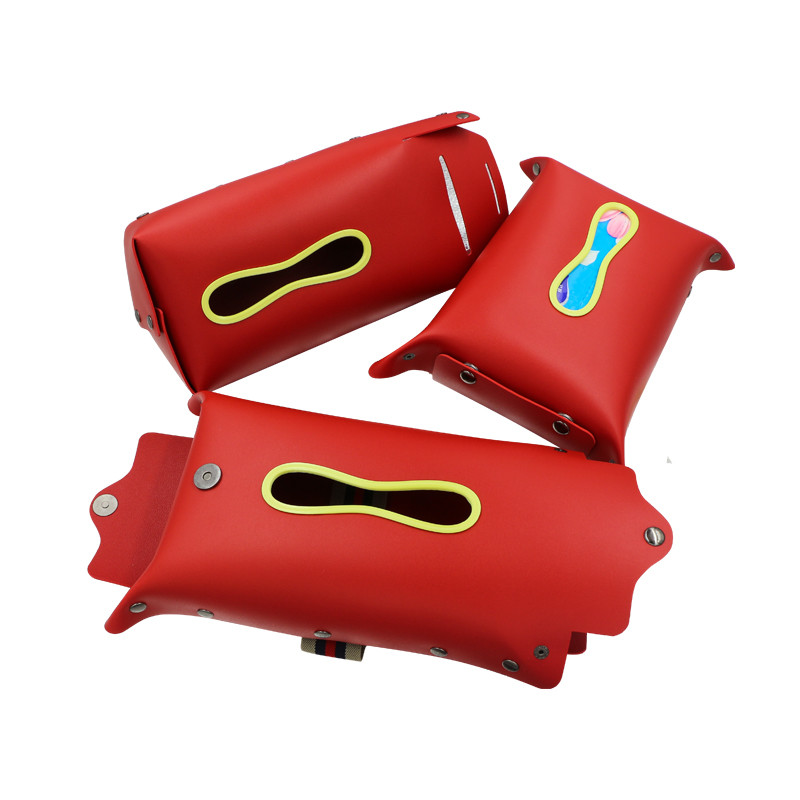 19.5*12*6cm Leather Tissue Box Cover Red Suede Multi Function