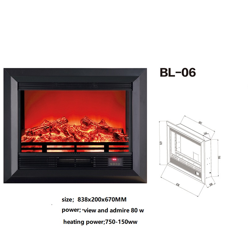 Multifunctional 750-1500W Indoor Decorative Wall Insert Electric Fireplace for Family