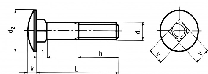 DIN603 Carriage Bolt With Hex Nuts Countersunk Carriage Bolt M5 - M10