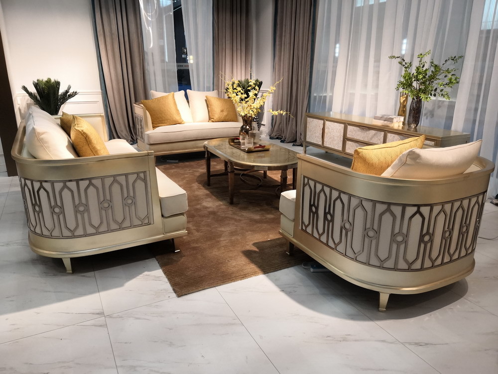 Elegance American style furniture in Light luxury design for Villa house living room leather sofa factory directly sale