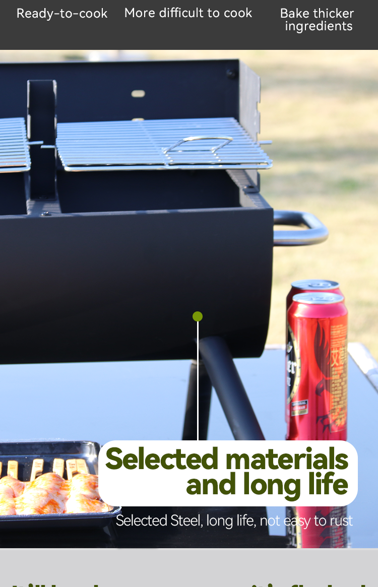 Metal Type Cold Rolled Steel Charcoal Grill BBQ Pellet Rotisserie Smoker for Outdoor