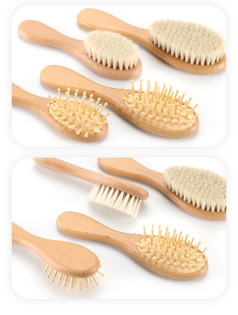 Eco Friendly Wooden Baby Brush And Comb Set Baby Shower Brush Comfortable