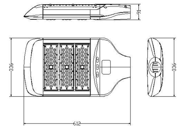6000K High Power LED Street Light 150W With Air Duct Heat Dissipation Design