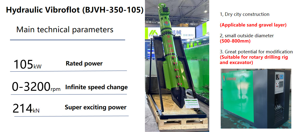 Hydraulic Vibroflot With 176 KW Engine Power Refitted To Rig Key To Successful Ground Improvement