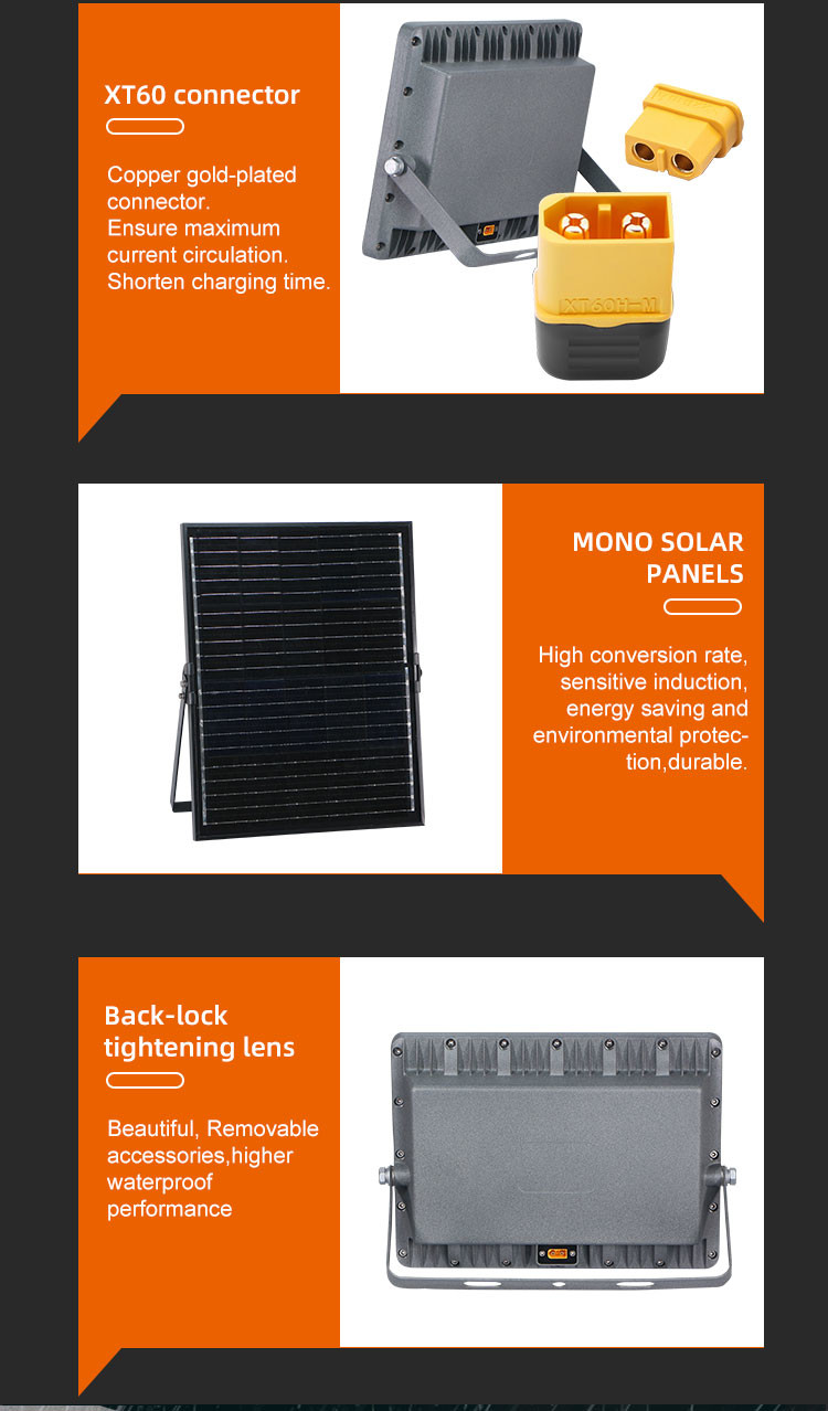 Mono Panels IP67 Projector Solar Floodlight Sensor Flood Lamp 5000 Lumens 100w