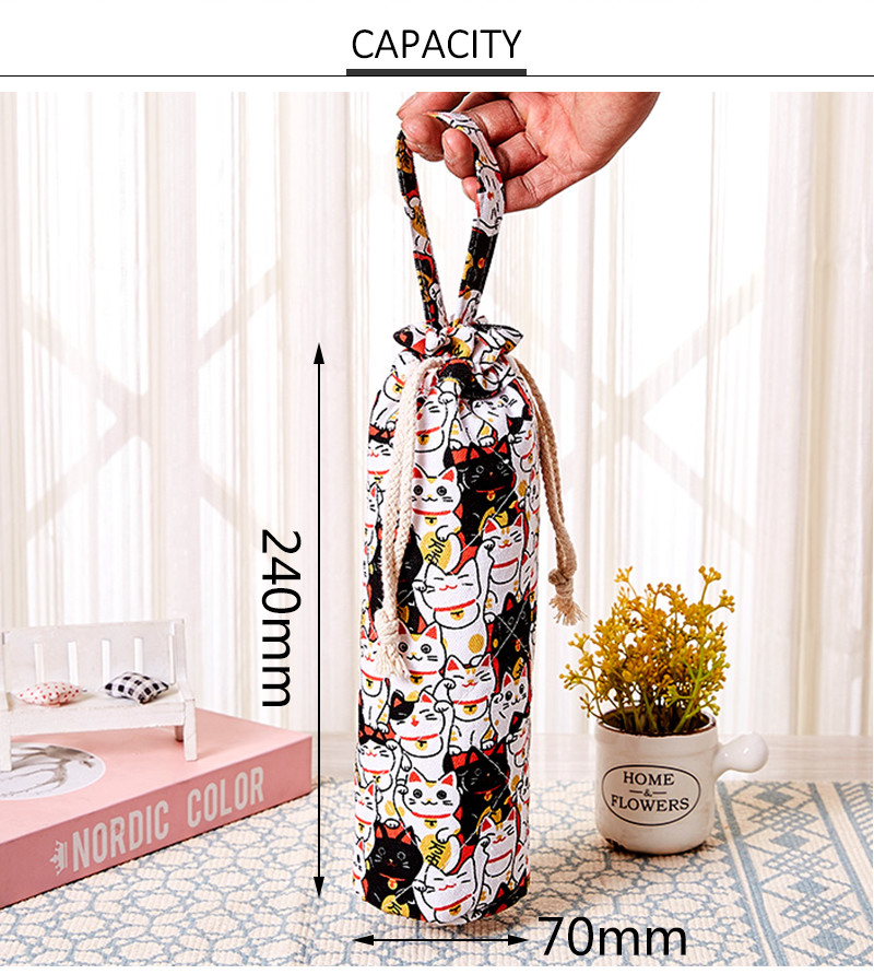 Drawstring Closure Canvas Wine Bottle Protector