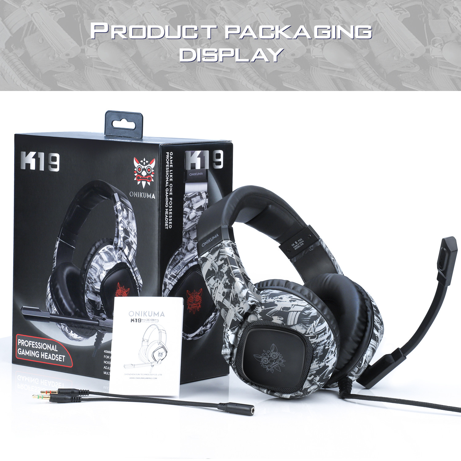 Dazzling LED Lights Ps4 Camo Wired Gaming Headphone 50mm Driver