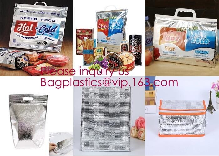 Aluminum Foil Insulated Cooler Bags Waterproof Folding Thermal Lunch Bag,Zip-Lock Grocery Handle Thermal Insulation Cool