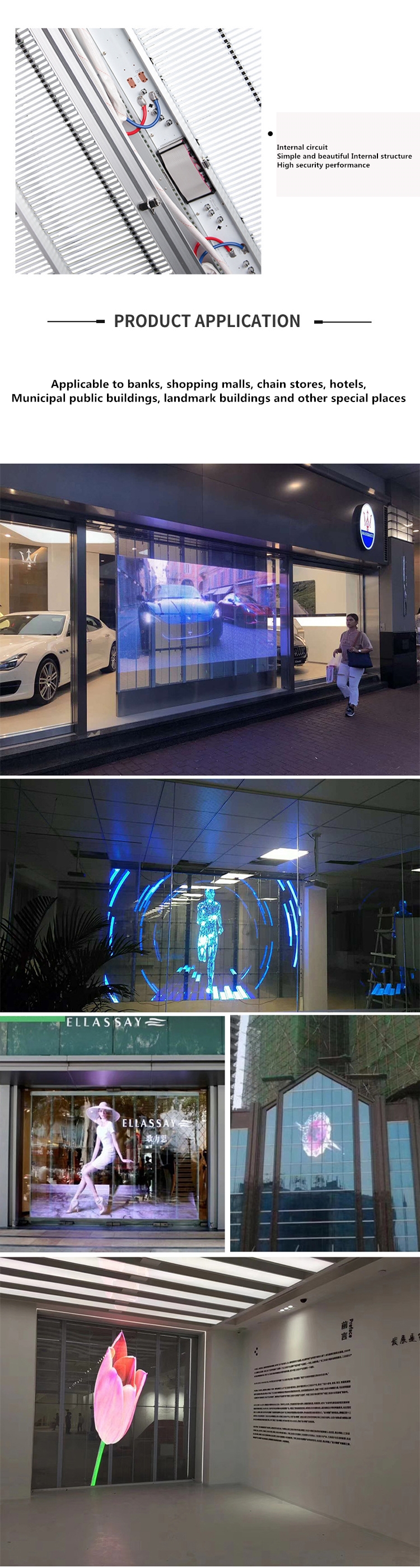 Outdoor Transparent Led Display Screen For Shopping Mall Storefront Curtain