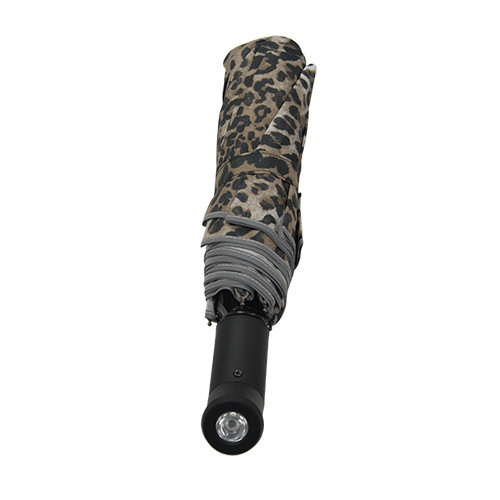 Auto Open Manual Close 3 Folding Leopard Print Umbrella With 8mm Metal Shaft