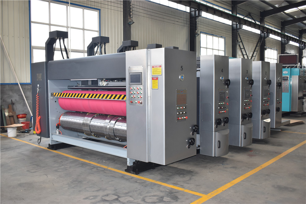 Corrugated Carton Making Machine Flexo Three Colors Slotting Printing PLC Control