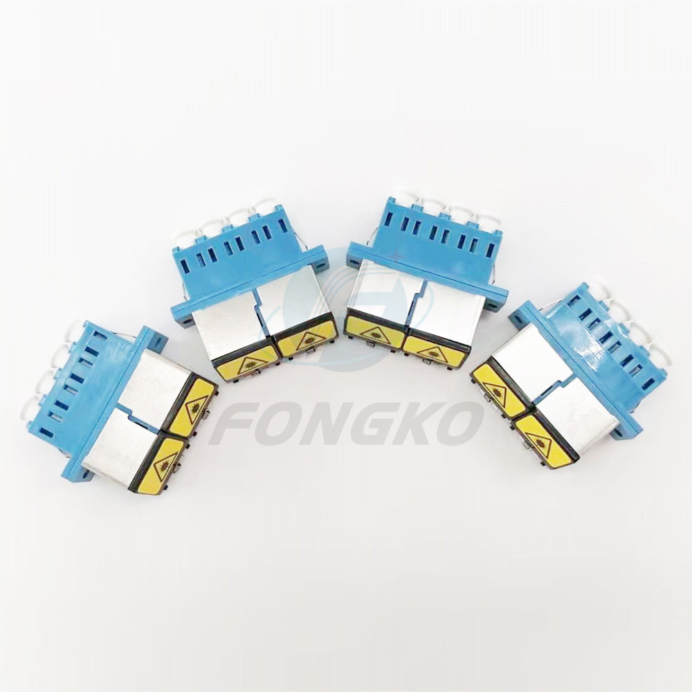 Blue Auto Shutter SC Duplex Adapter DX lC UPC Connector With Flange