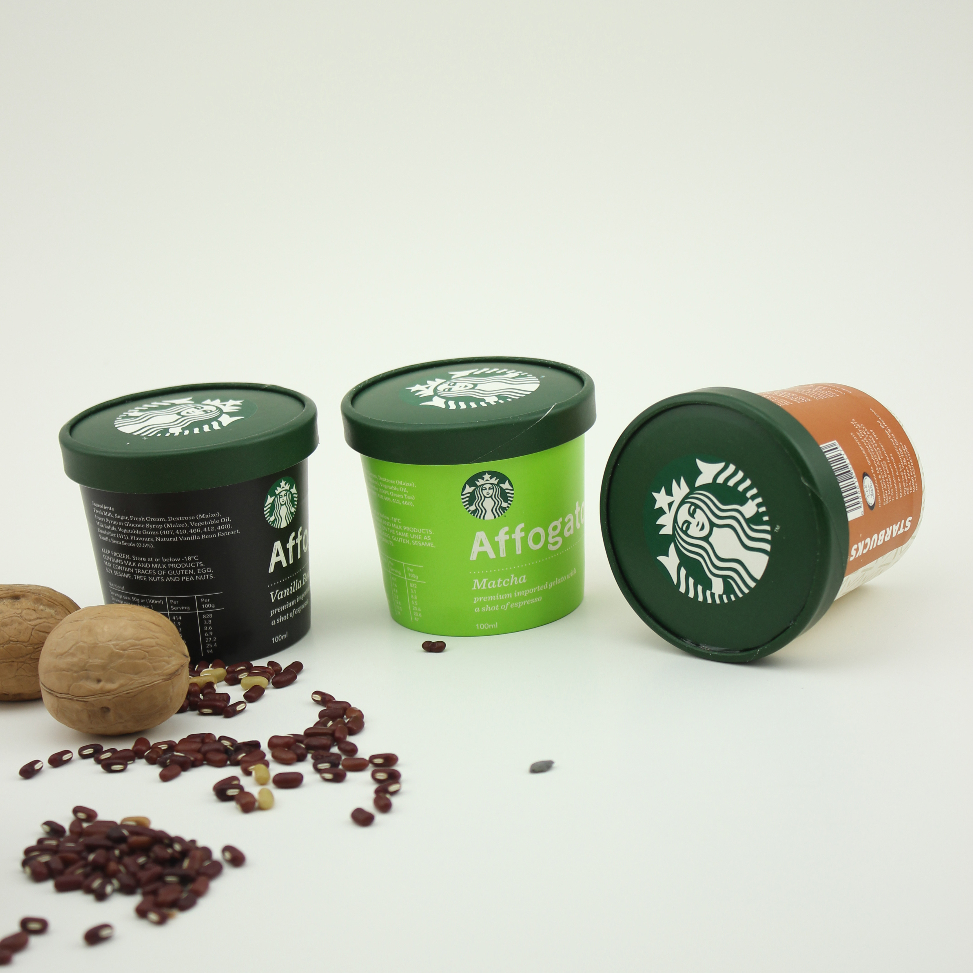 Flat Mouth Ice Cream Paper Cup With Lid 80g Disposable Custom Printed Dishes