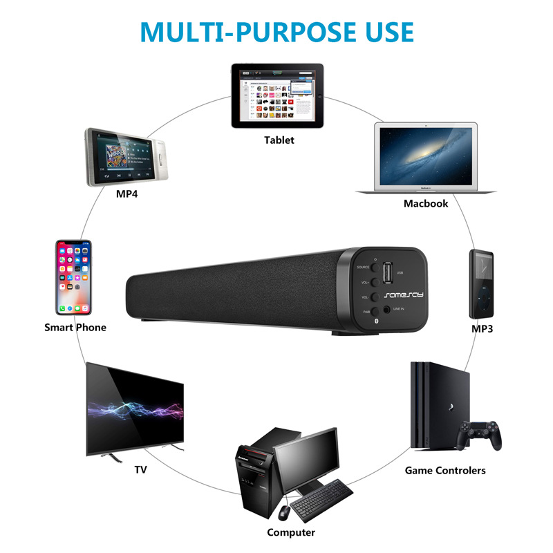 2.1 Channels Wireless Bluetooth Soundbar , TV Speaker Soundbar With Subwwoofer