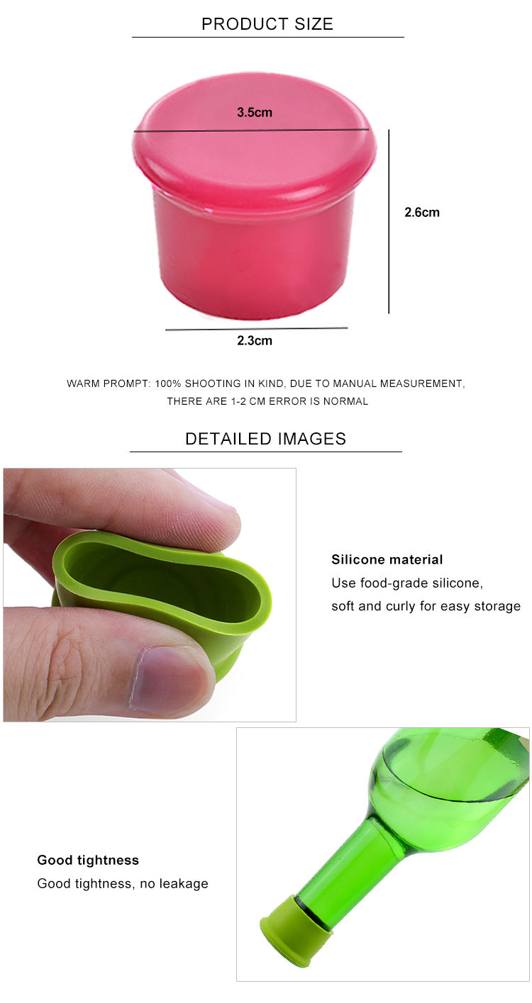 Food Grade Hot Selling Universal Size Silicone Wine Bottle Cap