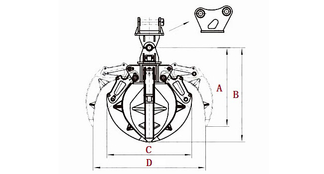 High Quality 5-Tine Orange Undercarriage Spareparts Grapple Bucket