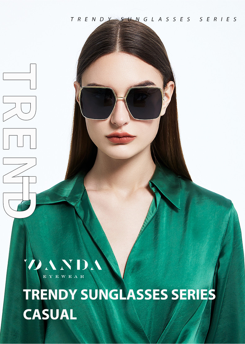 Women'S Metal Frame Sunglasses Polygonal Driving UV Blocking TAC Lens