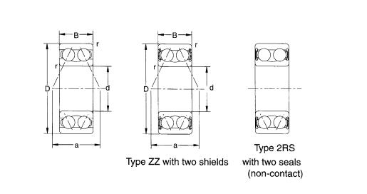 High Precision Double Row Angular Contact Ball Bearing 3203 ZZ 2RS Limited Speed Oil 14000 rpm