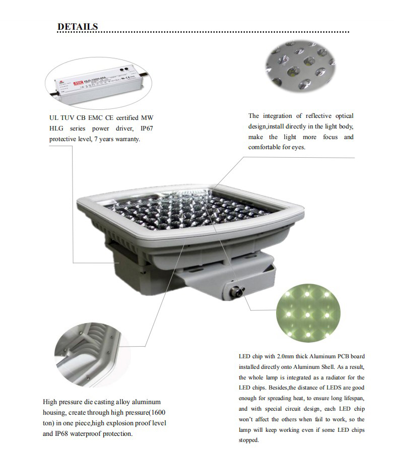 0.98 Led Explosion Proof Light Fixture 100W Meanwell Battery