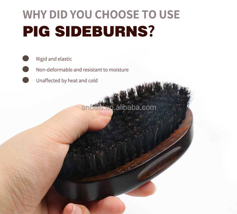 Abeis Retro Wooden Beard Brush Natural Bristle Beard Brush Oval Style