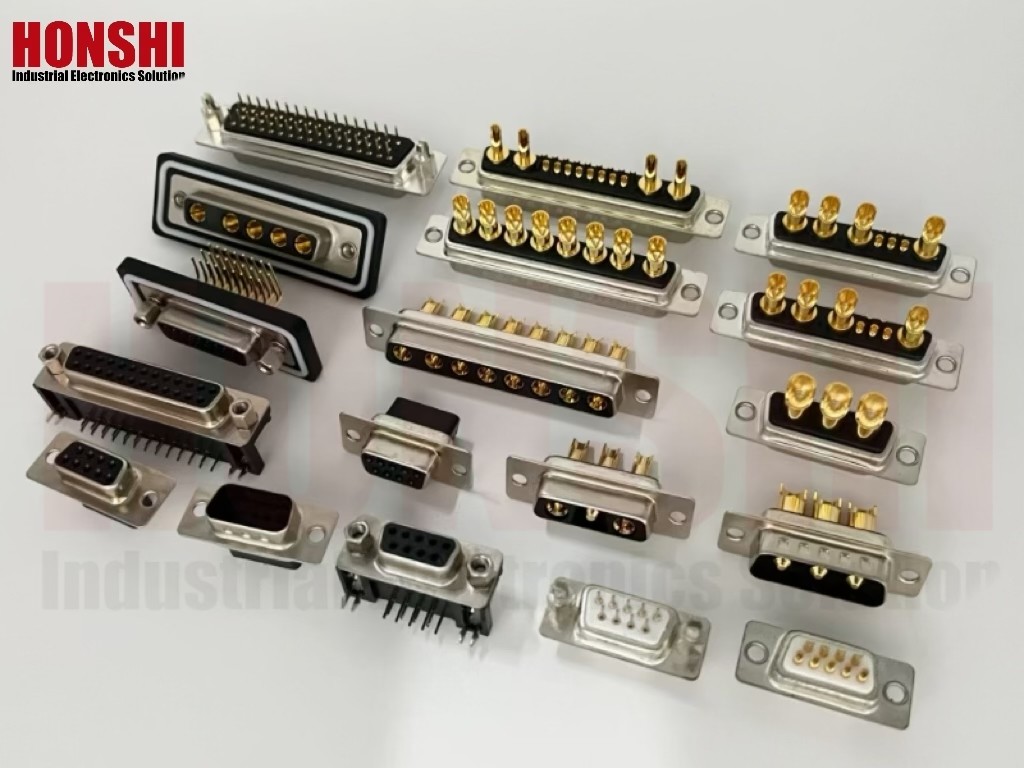 3V3 30A Solder Type Male D Sub Connector With Brass Gold Plated Contact Material
