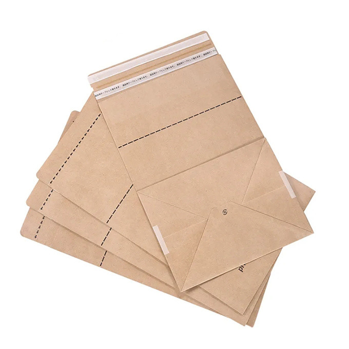 Custom Logo Printing Biodegradable Kraft Paper Flat Bottom Bag For Package Shipping