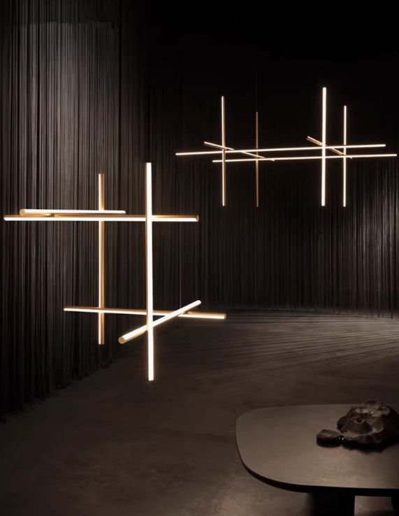 Light luxury simple gold led project chandelier designer model room cafe restaurant chandelier