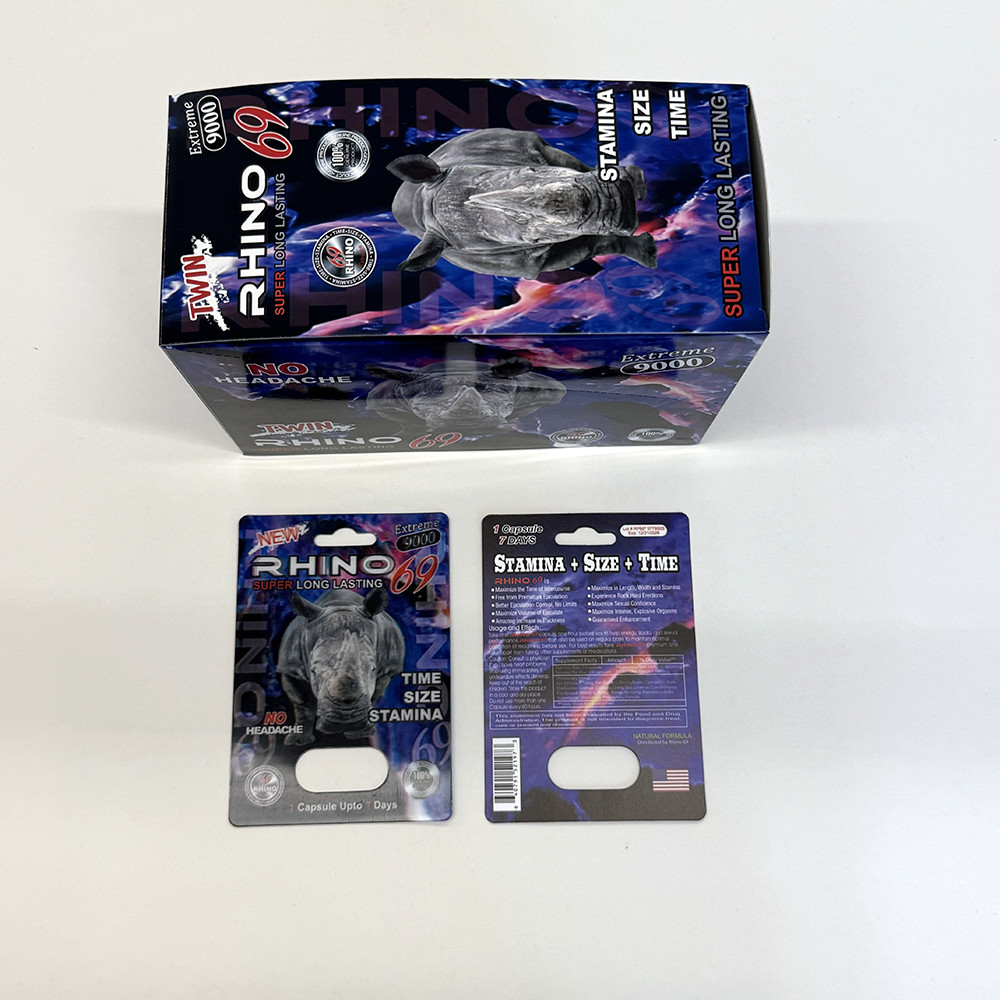 Custom Designed Rhino 69 Male Enhancement Pill Box Packaging Recyclable