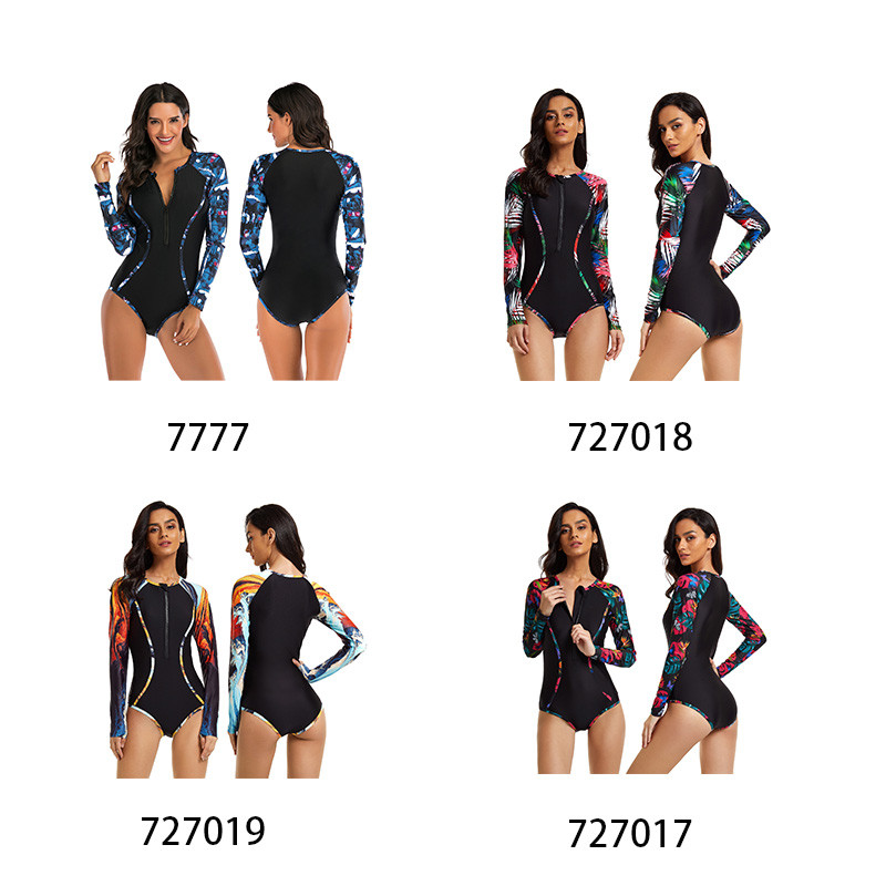 Waterproof Long Sleeve 1 Piece Swimsuit Moisture Wicking Sexy Women Bathing Suits
