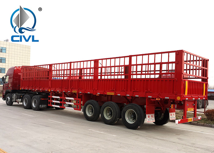 40 Feet 3 Axles cargo fence semitrailer 12 Tires With Removable Sidewall