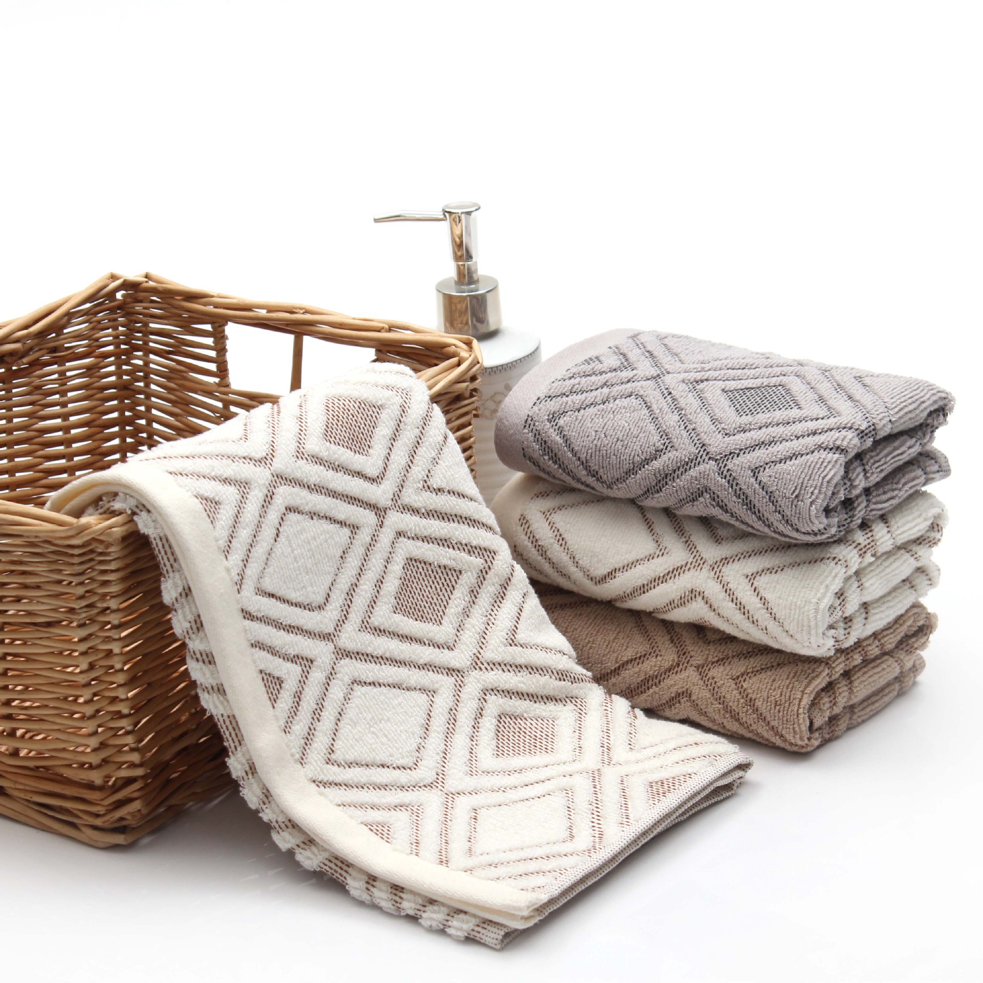 Home Spa 35*75 Size Luxury Embroidered Striped Pattern Bath Towel Set for Hotel Towels