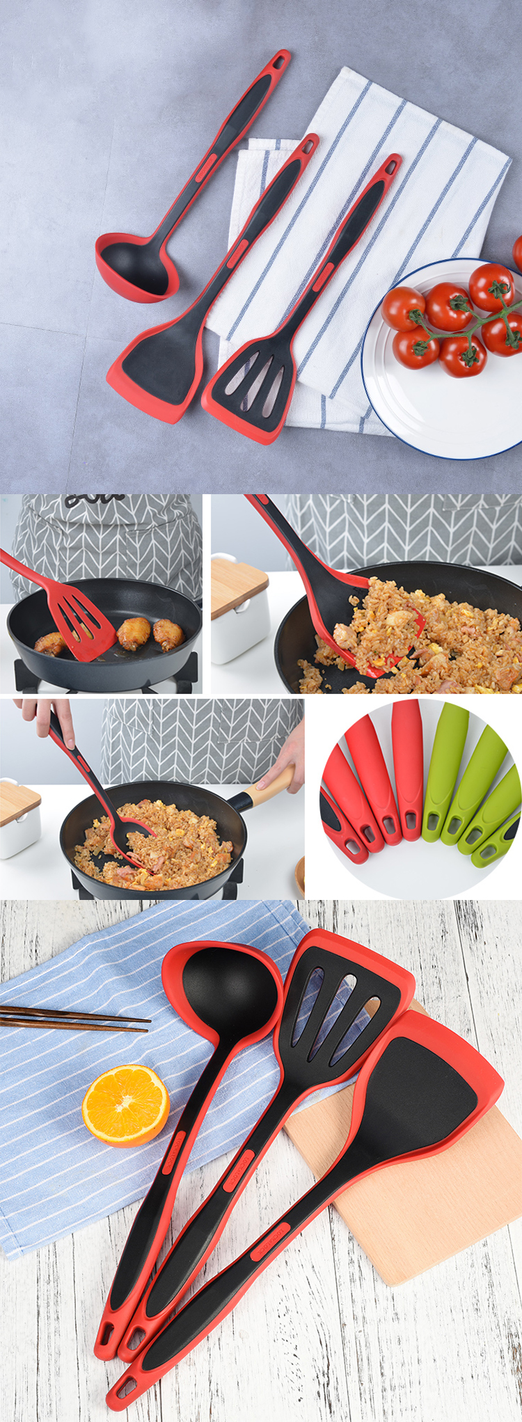 Wholesale Kitchen Utensil Silicone Non-Stick Nylon Slotted Turner Spatula