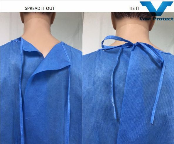 Disposable Coverall Knitted Cuff Waterproof Breathable Anti-Static SMS Isolation Gown