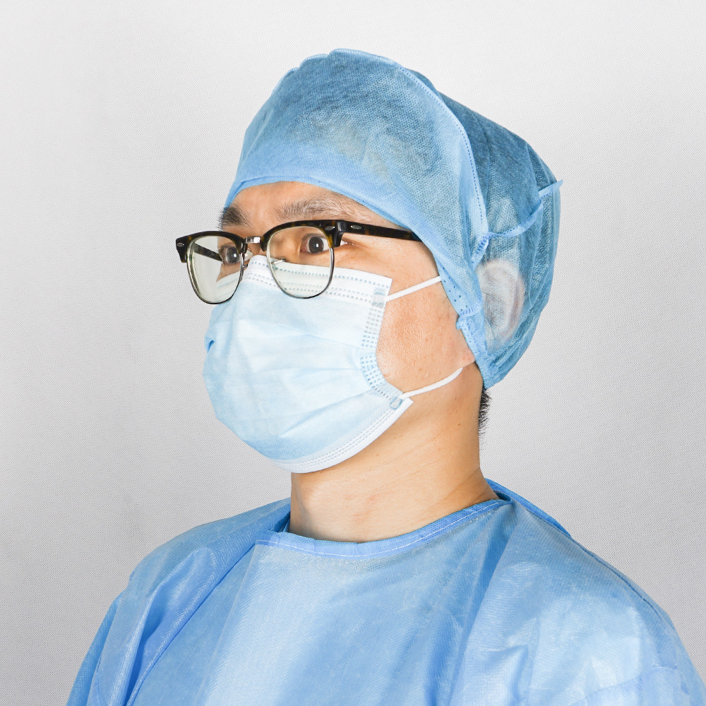 Disposable Non Woven Medical Surgical Cap With Elastic , Round Nonwoven Bouffant Cap